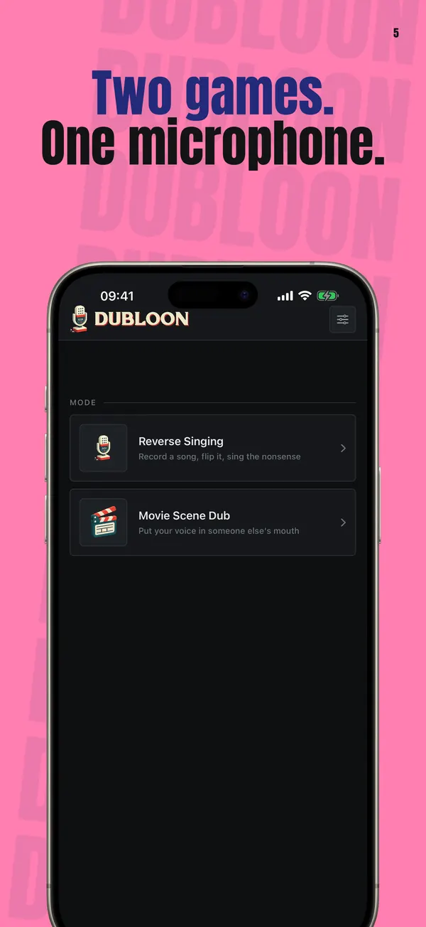 The Dubloon home screen with its games